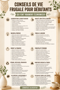 Femme heureuse regardant des astuces pour vivre frugalement