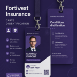 Carte d'identité Fortivest présentée sur un fonds neutre.