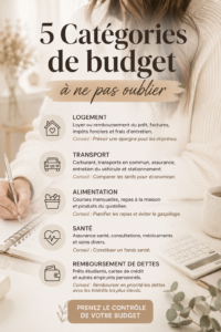 Illustration des différentes catégories de budget à considérer pour une meilleure gestion financière.
