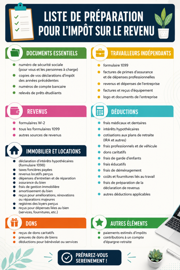 Checklist pour la préparation des impôts illustrée