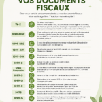 Femme consultant des documents fiscaux avec une tasse de café.