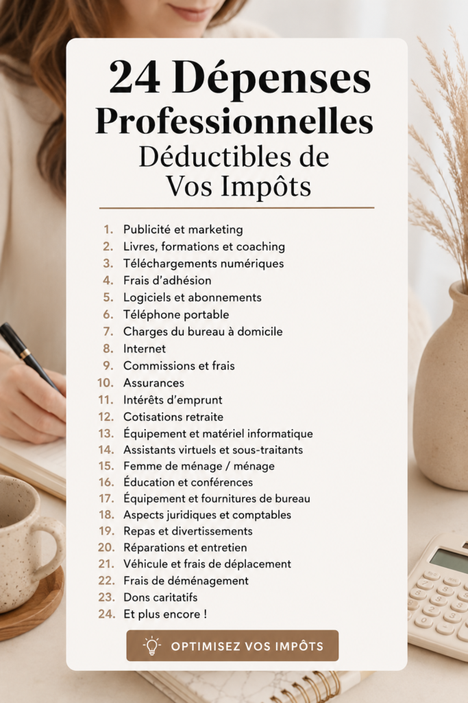 Dépenses déductibles pour entrepreneurs avec un calculateur d'impôts