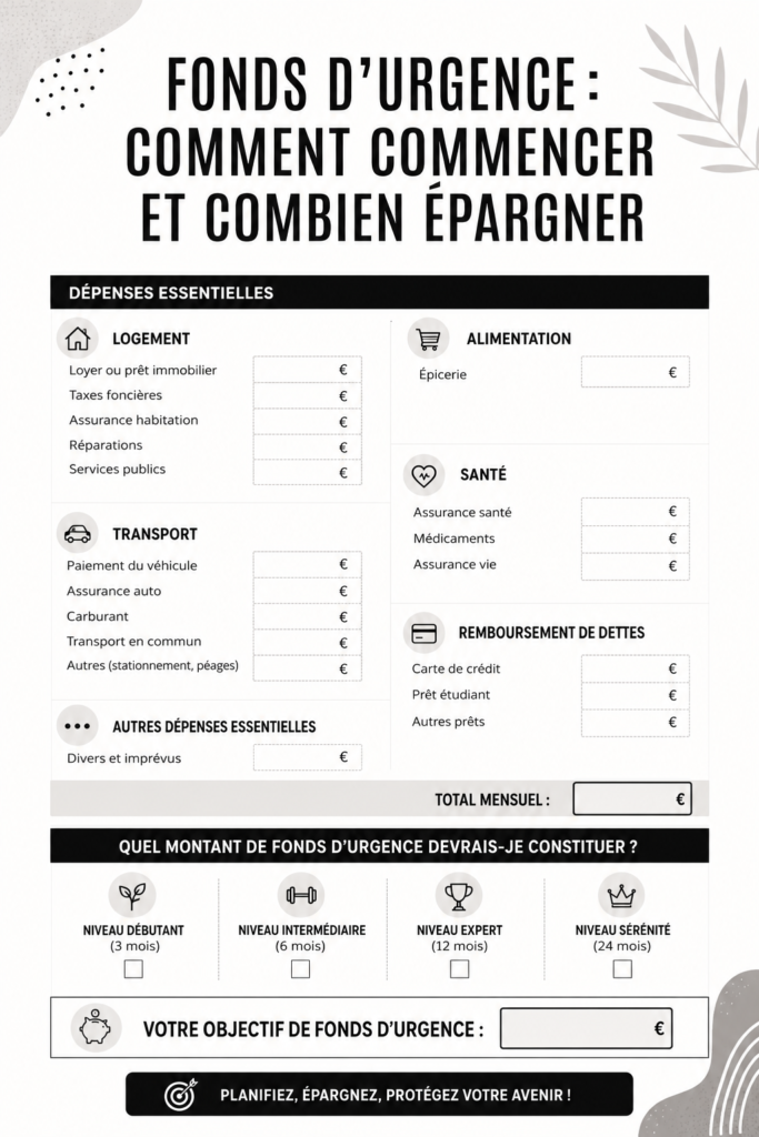 Femme réfléchissant à la création d'un fonds d'urgence avec un carnet de notes et une tasse de café.