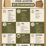 Un calendrier montrant les meilleures périodes pour acheter et économiser de l'argent.