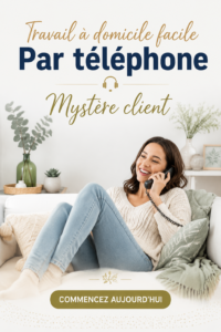 Femme au téléphone en train de discuter comme une acheteuse mystère