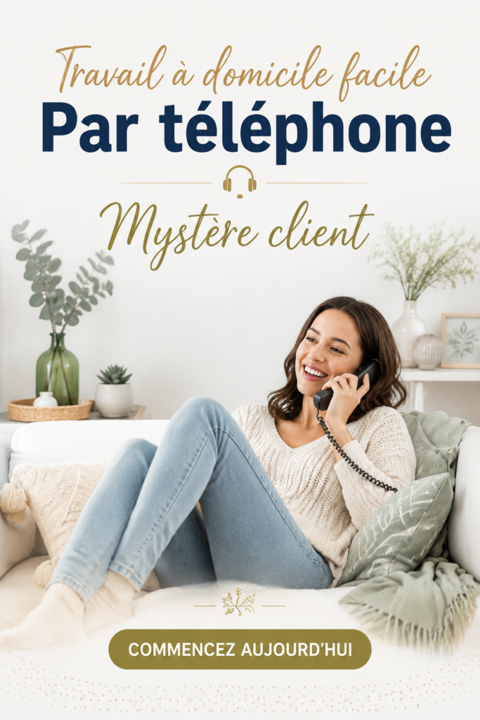 Femme au téléphone en train de discuter comme une acheteuse mystère