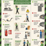 Affiche de sécurité au bureau affichant des consignes claires et colorées.