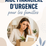 Une mère avec ses enfants dans une situation difficile, réfléchissant à des solutions financières