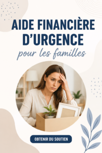 Une mère avec ses enfants dans une situation difficile, réfléchissant à des solutions financières