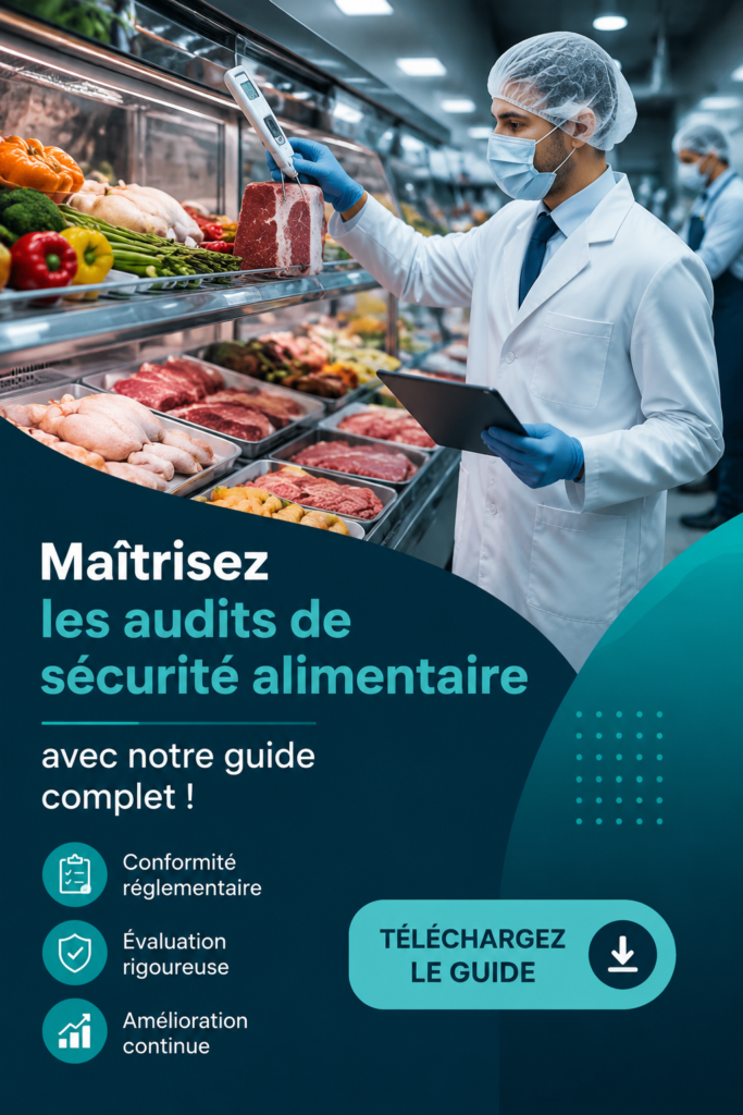 Un groupe de professionnels réalisant un audit de sécurité alimentaire dans une cuisine