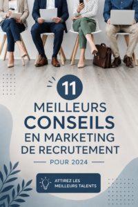 Stratégies de marketing de recrutement pour 2024 avec des images d'employés heureux et dynamiques.