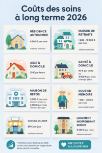 Illustration représentant les coûts des soins de longue durée en 2026.