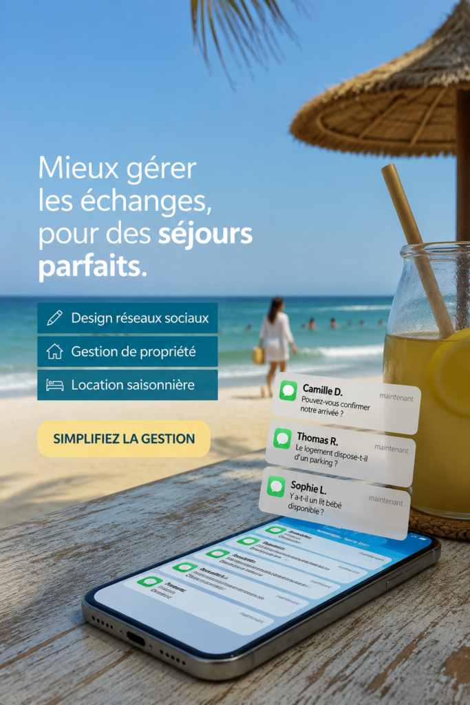 Un collage de designs attractifs pour réseaux sociaux et locations saisonnières