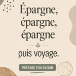 Femme souriante devant un paysage de voyage, représentant l'argent économisé pour des vacances.