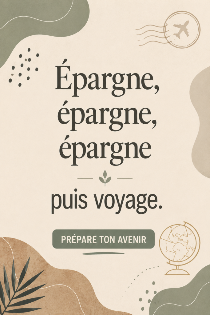 Femme souriante devant un paysage de voyage, représentant l'argent économisé pour des vacances.