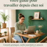Femme travaillant de chez elle dans un environnement cozy et productif