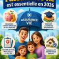 Femme souriante regardant les documents de son assurance vie, symbolisant la sécurité financière en 2026.
