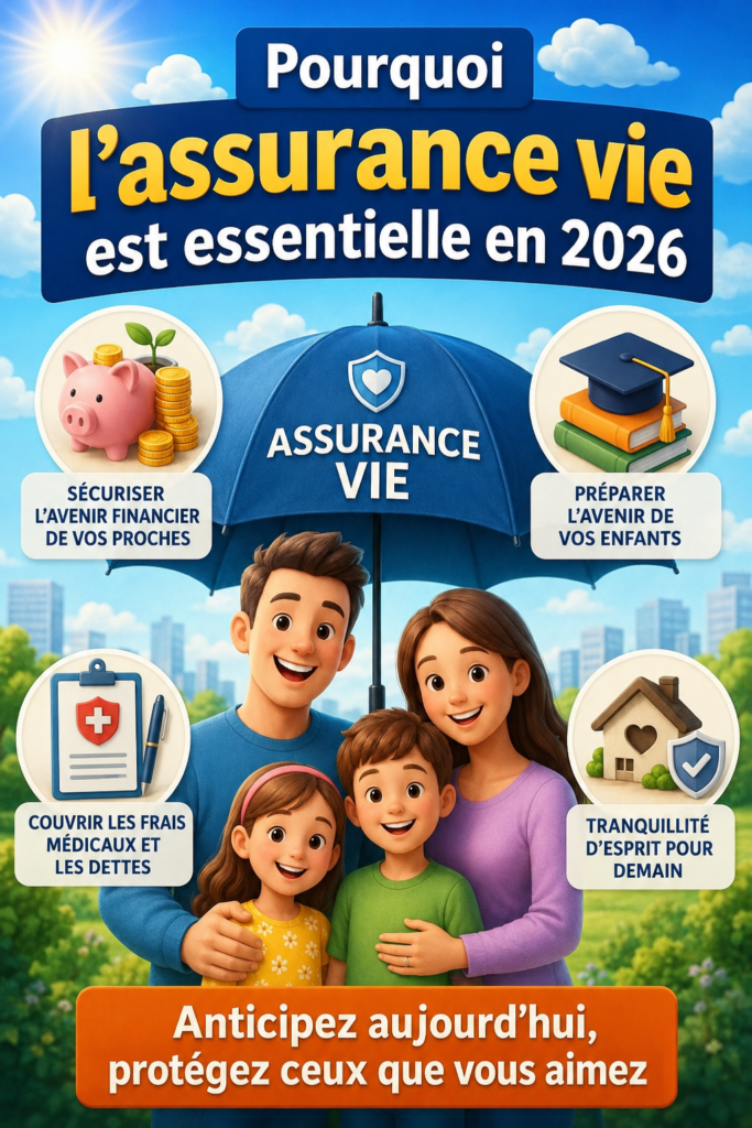 Femme souriante regardant les documents de son assurance vie, symbolisant la sécurité financière en 2026.