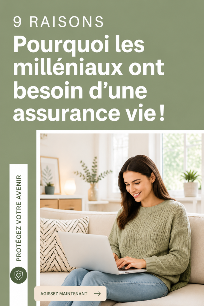 Illustration d'une femme millénaire réfléchissant à sa sécurité financière avec une assurance vie.