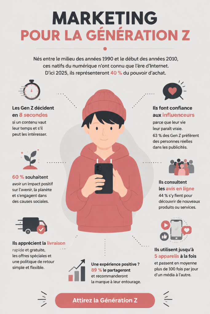 Illustration d'un graphique montrant des tendances marketing pour la génération Z.