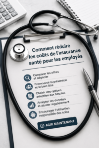 Une réunion d'équipe sur les économies d'assurance santé en entreprise