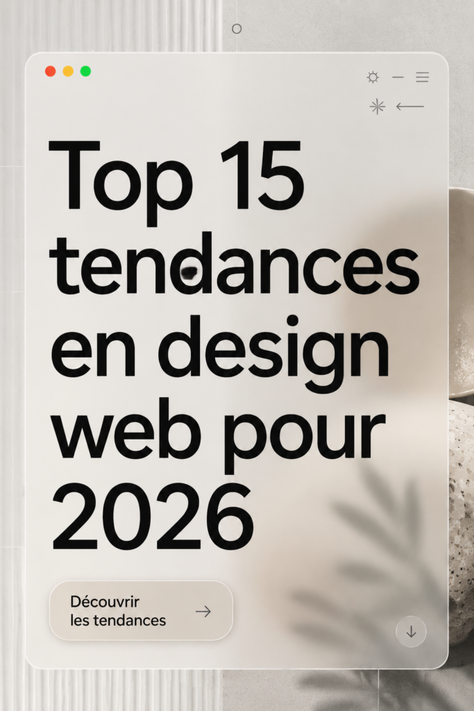 Illustration des tendances web design modernes pour 2026, mettant en avant des styles et couleurs actuels.