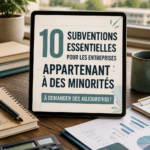 Femme d'affaires consultant des documents sur une subvention