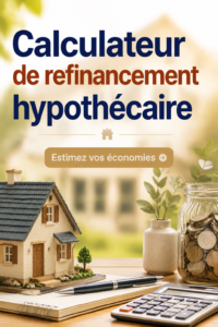 Une femme souriante utilise un calculateur en ligne pour son refinancement hypothécaire.