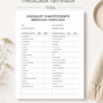 Modèle de checklist sur l'historique médical familial à imprimer.
