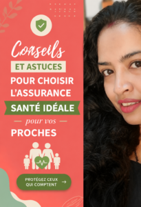Femme examinant des documents sur les mutuelles santé pour sa famille.