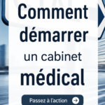 Médecin souriante devant son cabinet médical, prête à accueillir ses patients.