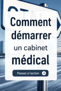 Médecin souriante devant son cabinet médical, prête à accueillir ses patients.