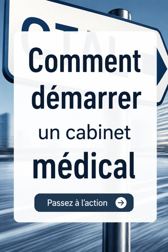 Médecin souriante devant son cabinet médical, prête à accueillir ses patients.