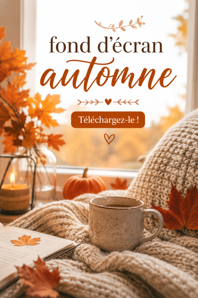 Un fond d'écran automnal avec des feuilles colorées et une ambiance chaleureuse.