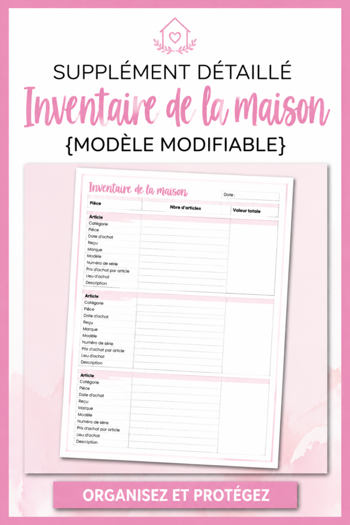 Un inventaire de maison bien organisé sur une table