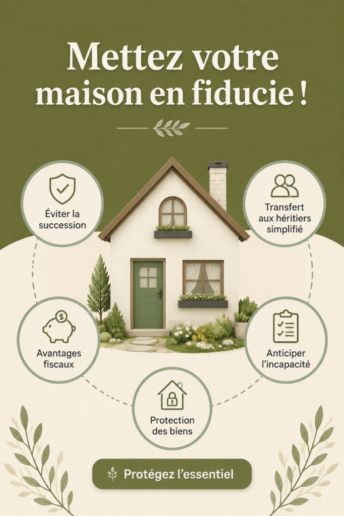 Maison modernisée avec jardin, symbole de protection patrimoniale grâce à la fiducie.