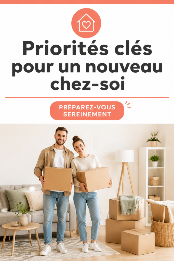 Vue d'intérieur d'une maison prête à être habitée avec checklist d'emménagement sur la table.