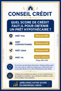 Illustration présentant le concept de score de crédit pour un prêt immobilier.