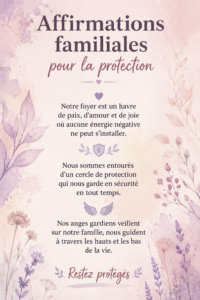 Une famille souriante se tenant par la main, illustrant la force des affirmations.