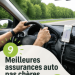 Femme heureuse en train de conduire une voiture avec une assurance pas chère