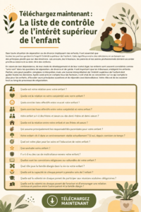 Une mère et son enfant lisant une check-list de bien-être.
