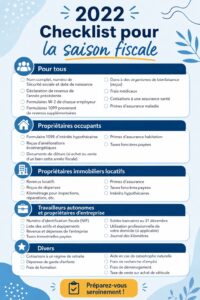 Checklist pour la saison fiscale 2022 avec des documents fiscaux