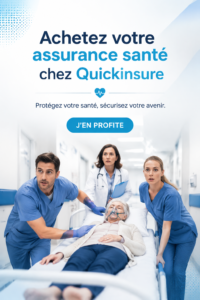 Femme réfléchissant à son assurance santé, entourée de documents et d'une tasse de thé.