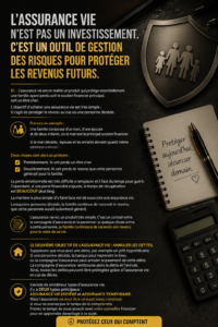 Une femme souriante tenant un document d'assurance vie en famille, symbolisant la sécurité financière, avec une ambiance chaleureuse.