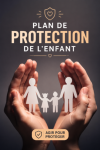 Illustration d'une mère et son enfant discutant d'un plan de protection.