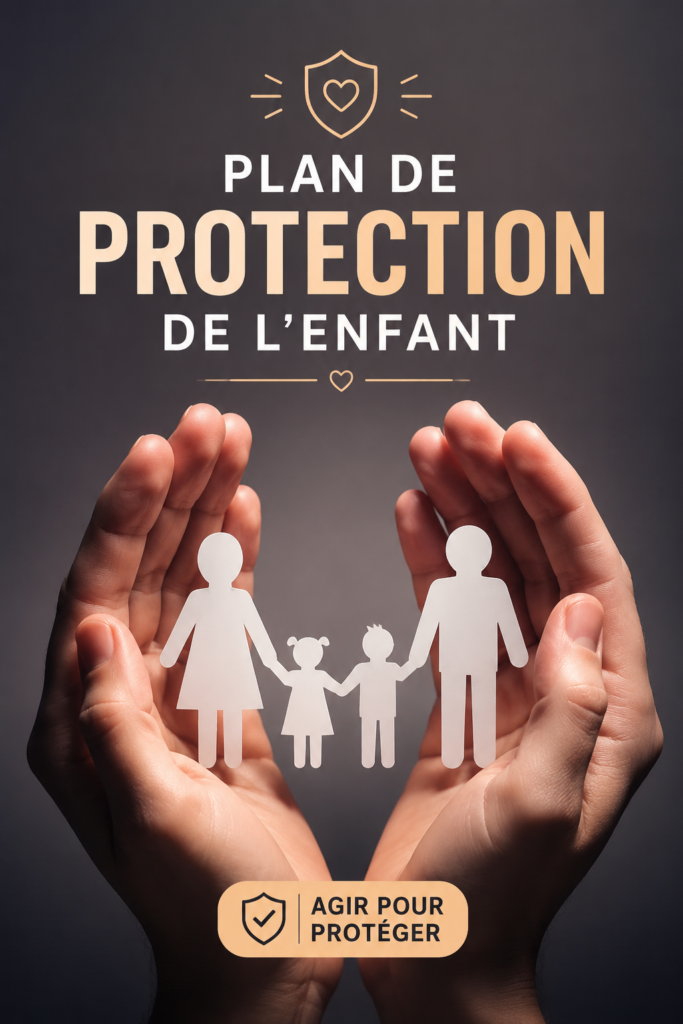 Illustration d'une mère et son enfant discutant d'un plan de protection.