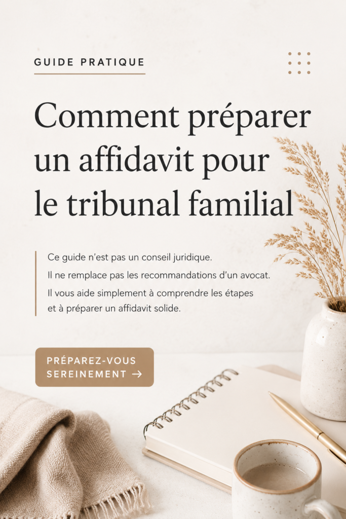 Femme rédigeant un affidavit pour le tribunal de la famille