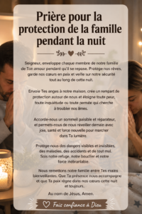 Image d'une famille unie se préparant à prier ensemble avant de dormir.