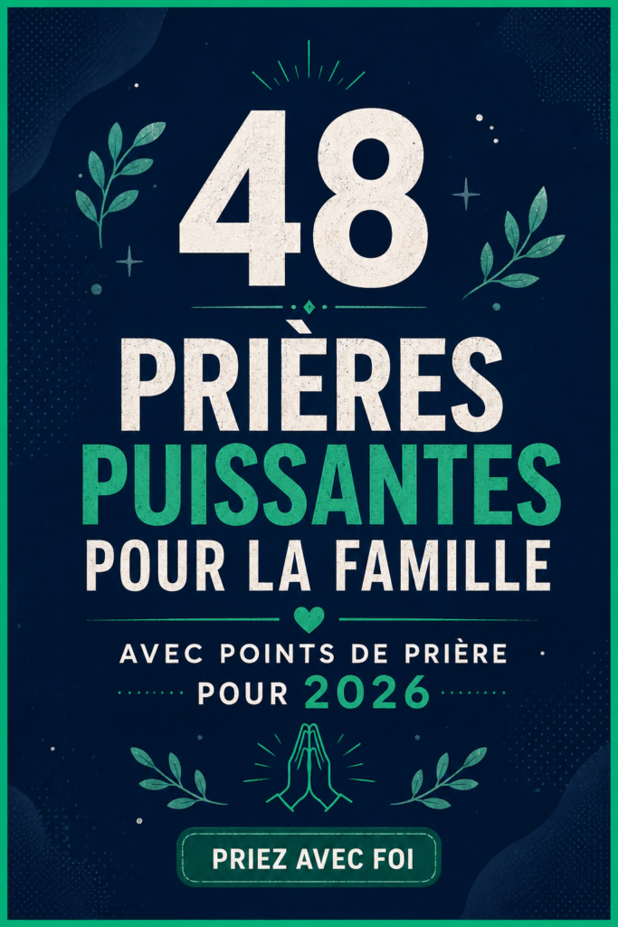 Image d'une famille réunie en train de prier ensemble, symbolisant l'unité et la spiritualité.