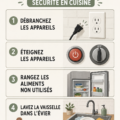 Image d'une cuisine bien organisée et sécurisée, illustrant des pratiques de sécurité alimentaire.